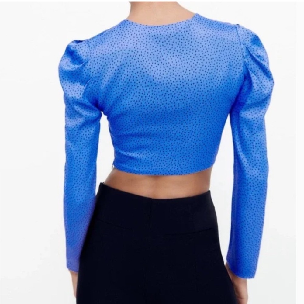 Zara Sweetheart Neck Crop Top Blue M - Picture 3 of 10